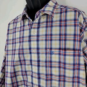 Ariat Pro Series Plaid Button-Down Shirt Men's XXL Blue White Western Casual